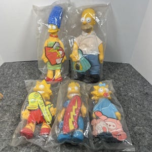 The Simpsons Plush Dolls Complete Set Sealed in Package Vtg 1990 Burger King