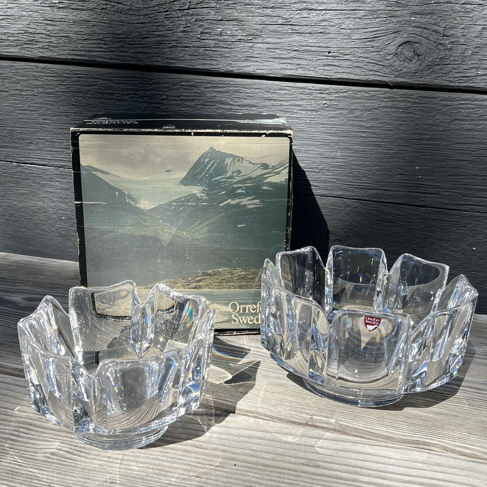 Set Orrefors Sweden Crystal CORONA Lars Hellsten Skal Bowl 7.38