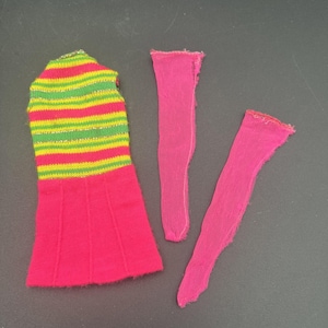 Vintage 1968 Barbie Clothing #1855 TeamUps Dress & Tights