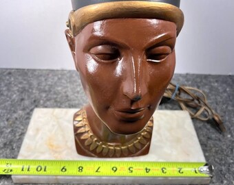 ヴィンテージ エジプト ネフェルティティ 胸像ランプ オニキス台座付き 