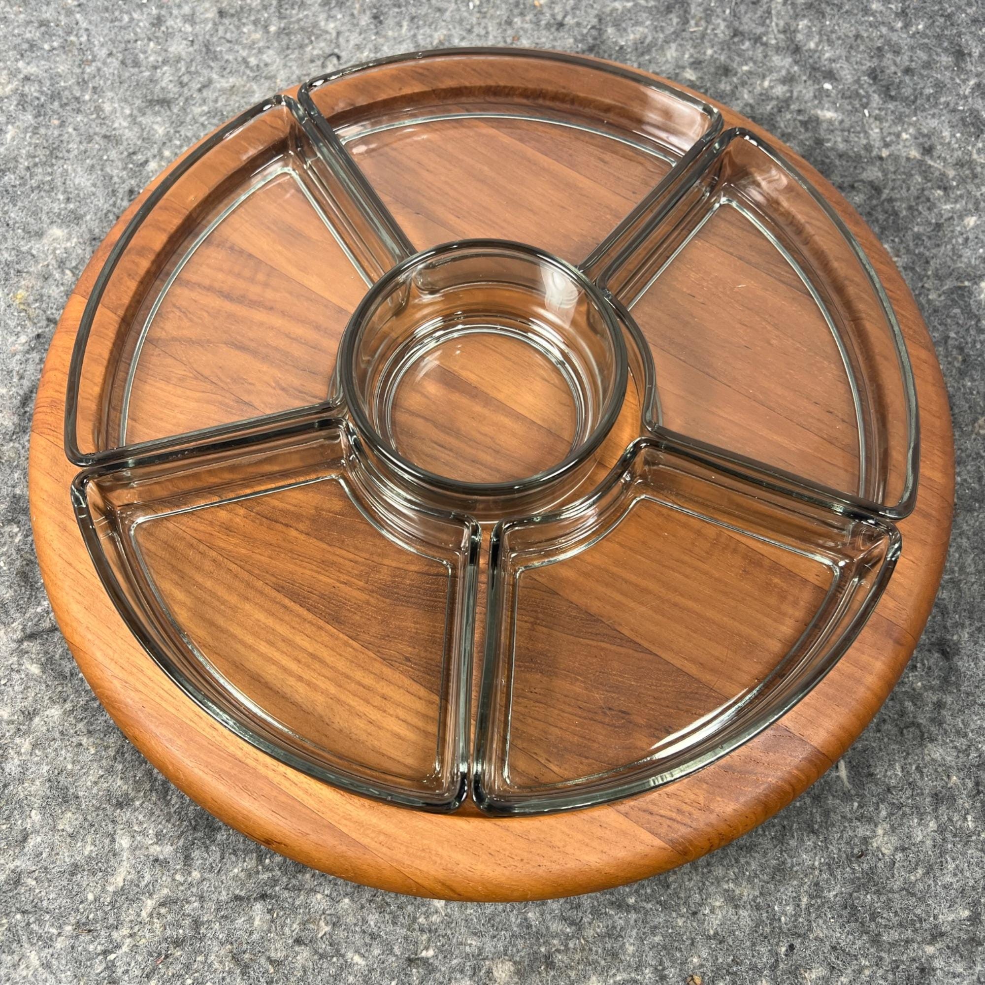 食器 DENMARK DIGSMED DESIGN Digsmed Denmark Teak Lazy Susan With 6 Serving Bowls – The