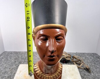 ヴィンテージ エジプト ネフェルティティ 胸像ランプ オニキス台座付き 