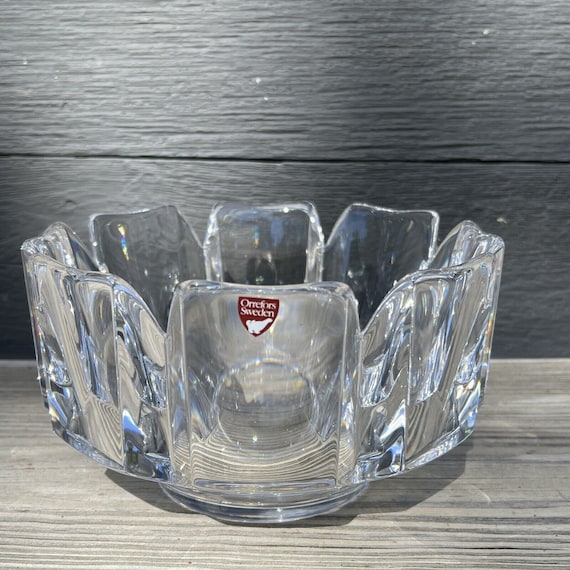 Set Orrefors Sweden Crystal CORONA Lars Hellsten Skal Bowl 7.38