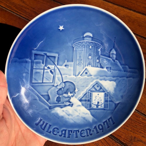 Vintage B&G Jule After 1983 Christmas Plate Blue and White - Etsy