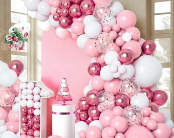 Ballonbogen-Set 'Dusty Rose' – 152 Teile, In Roségold, Hot Pink, Pastellfarben, Für Partys