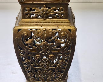 Antique Pierced Decorative Victorian Brass Vase Renaissance Style