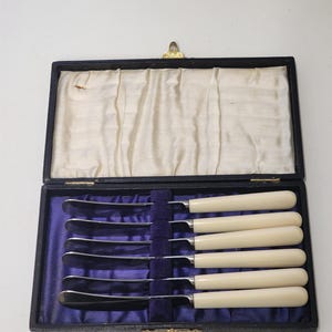 Vintage 6 Sheffield-Apis rostfritt stål bord/smörbestick