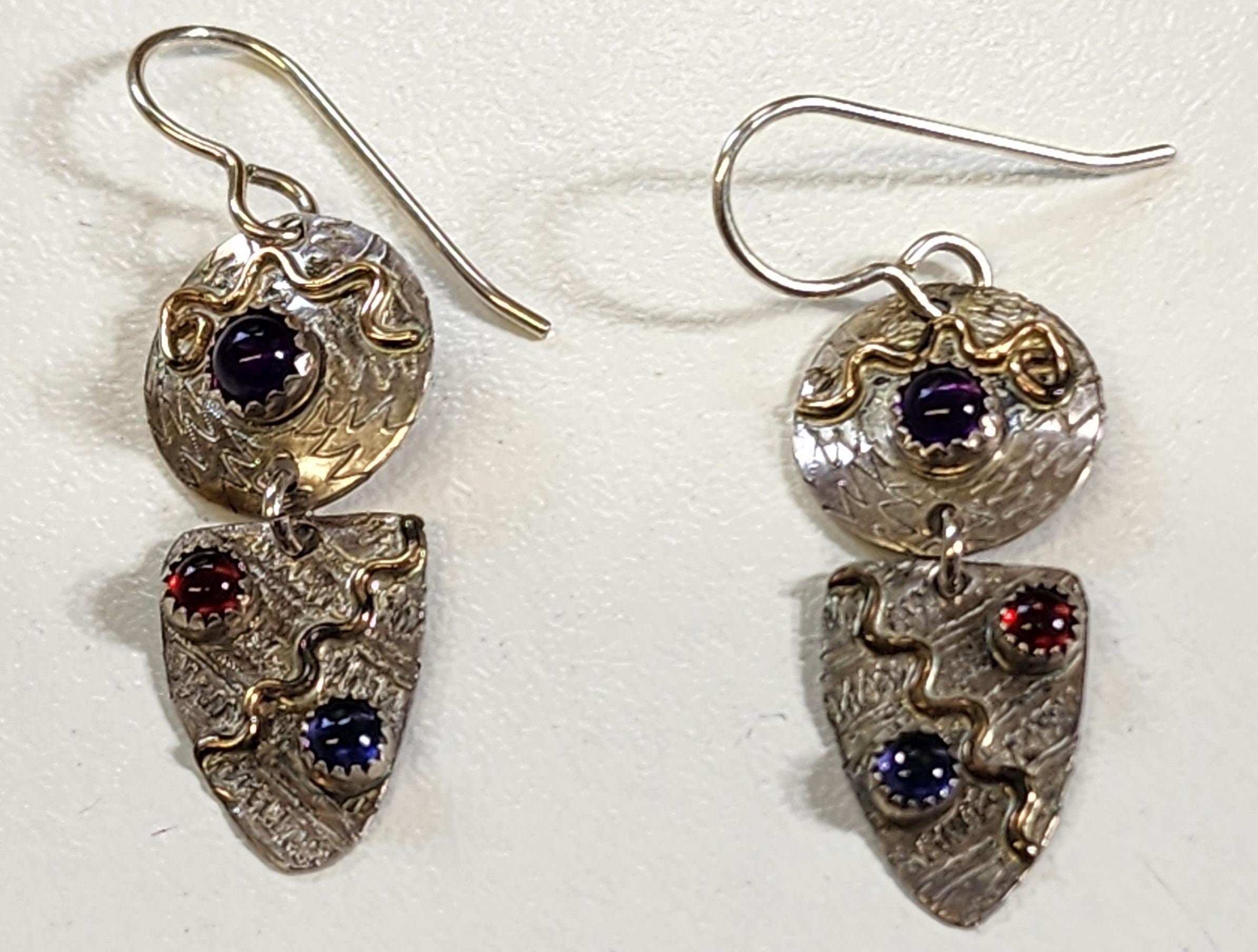 Vintage SS 14k GF 2 Disc Designer Earrings Ann Allen & Mary