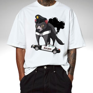 Camiseta divertida de policía mofeta: camiseta extragrande con dibujos animados, humor urbano unisex