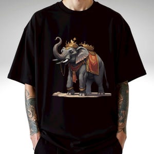 Majestic Elephant Oversized Tee – Boho Thai-Inspired Animal Graphic Shirt, Relaxed Fit Spiritual T-Shirt, Unisex Minimalist Elephant Top