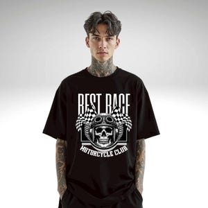 Skull Motorcycle Club T-Shirt – Biker Race Graphic Tee, Gothic Streetwear Unisex Shirt