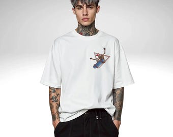 Skeleton Skateboard T-Shirt – Gothic Skater Graphic Tee, Streetwear Unisex Shirt