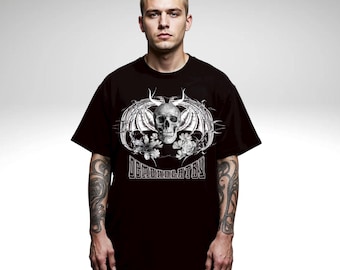 Gothic Skull Graphic T-Shirt | Demonology Occult Tee | Dark Art Shirt | Unisex Alternative Fashion | Witchy Gift
