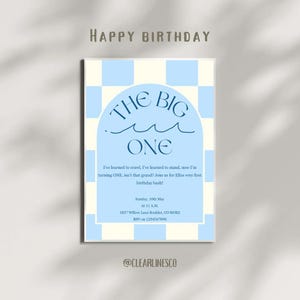 Convite editável para 1º aniversário | Convite para festa The Big ONE Blue | Download instantâneo | Modelo de cartão de primeiro aniversário Ocean Wave