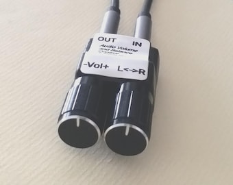 Regulacja głośności i balansu dźwięku. Ręcznie wykonany i oryginalny design. Gniazda 3,5 mm na 3,5 mm. Nie wymaga baterii.