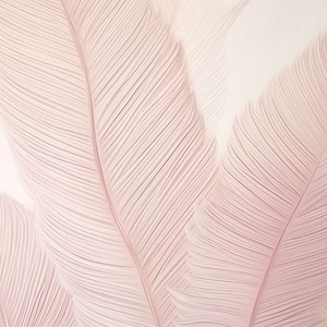 Pastel Banana Leaves Wallpaper – Soft Pink Tropical Digital Wall Mural