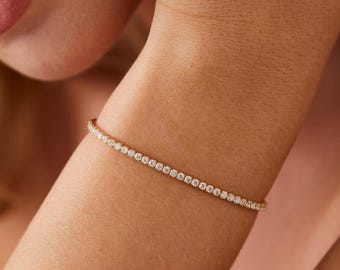 14K Gold Tennis Bracelet, Diamond Tennis Bracelet | CZ Tennis Bracelet, Cubic Zirconia Bracelet | Sterling Silver Moissanite Tennis Bracelet