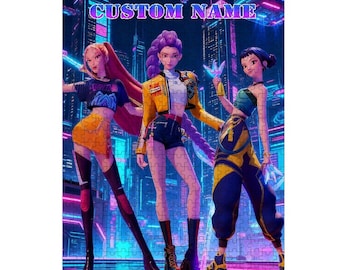 Rompecabezas personalizado de Cazadores de Demonios K-Pop (300, 500 y 1000 piezas), decoración de anime pop, rompecabezas con ilustración de ídolos, regalo para fans del anime K-pop.