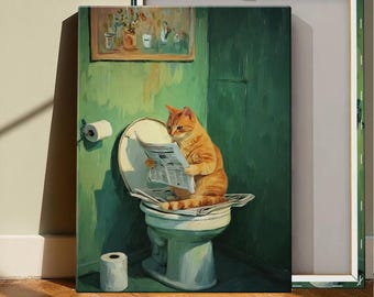 Stampa di gatto sul water - Divertente decorazione da parete per il bagno, stampa di gatto per il bagno, stampa di gatto sul water, decorazione con dopamina, poster per il bagno, arte sul water, regalo con gatto