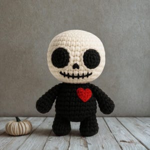 Amigurumi Jack Skellington doll, Halloween crochet toy, handmade gothic plush, spooky skeleton decor, unique gift for Tim Burton fans