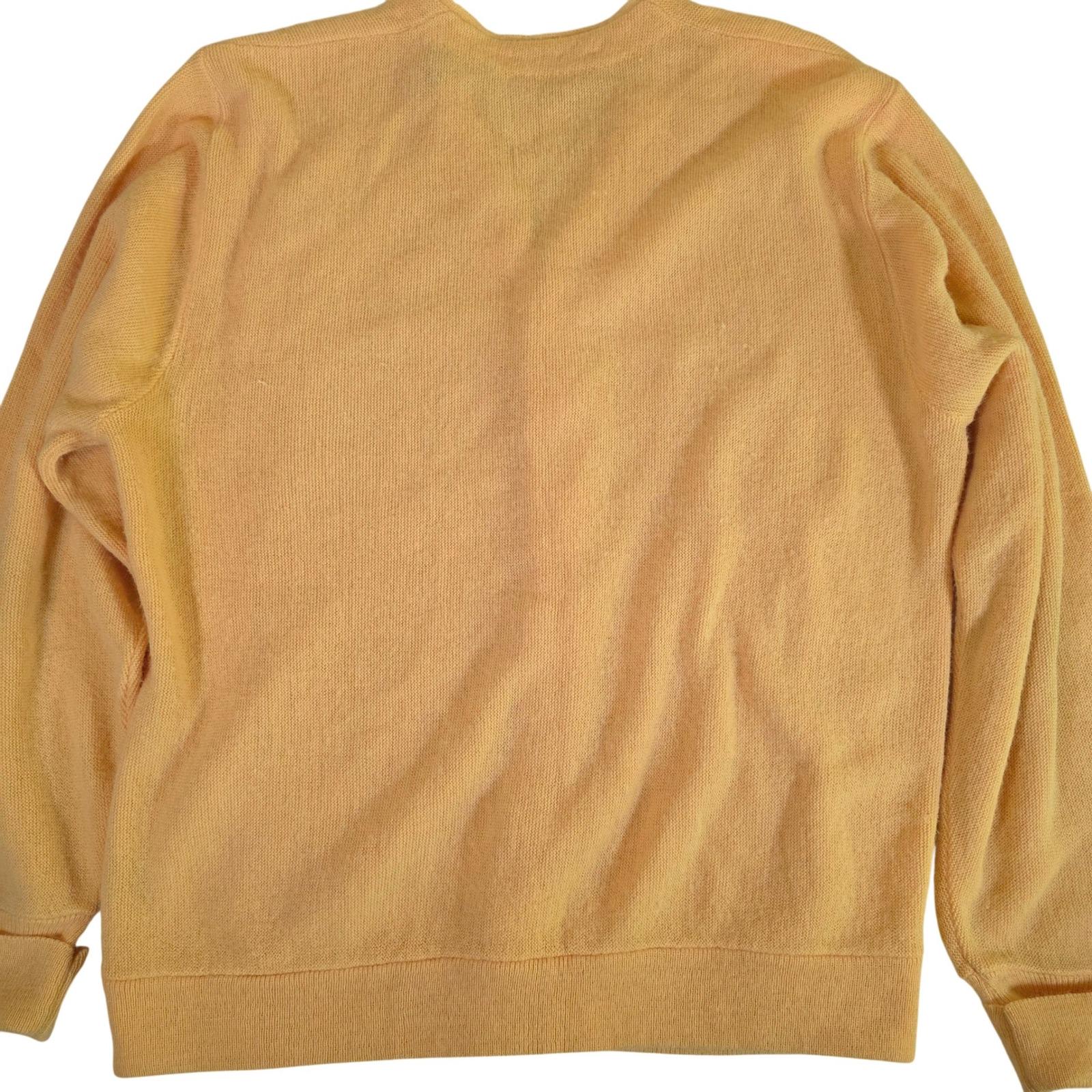 Vtg 60s IZOD Lacoste Mens M Yellow Cardigan Sweater V-neck USA 