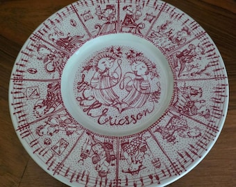 LM Ericsson Telefono Bjorn Wiinblad Nymolle Danimarca Placca a muro in ceramica 9 pollici