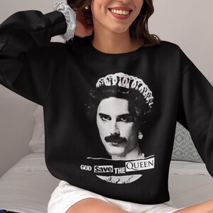 Sweat à Capuche Queen Freddie Mercury - Motif Couronne - 50% Coton, 50% Polyester - Coupe Standard - Noir