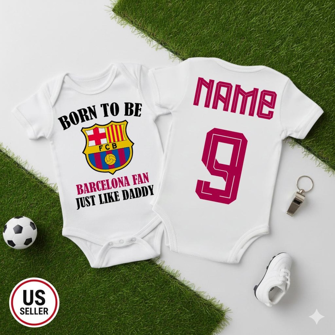 Custom Born to Barcelona Baby Bodysuit, Football Fan Onesie, Baby ...
