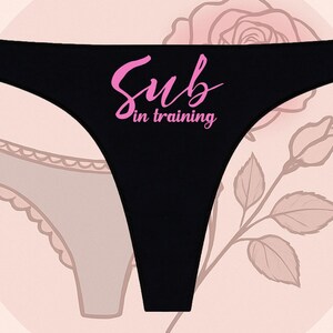 Sub In Training Printed Seamless Black Thong | Anniversary Gift | Funny Gift | Wedding Gift | Bride Thongs | Bachelorette Gift | Fun Thong