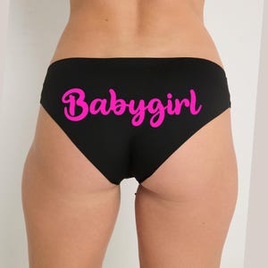 Babygirl Printed Seamless Black Panties | Anniversary Gift | Funny Panties | 20 Print Colors S-3XL