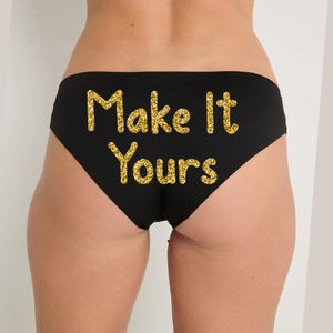 Make It Yours Printed Seamless Black Panties | Anniversary Gift | Funny Panties | 20 Print Colors S-3XL