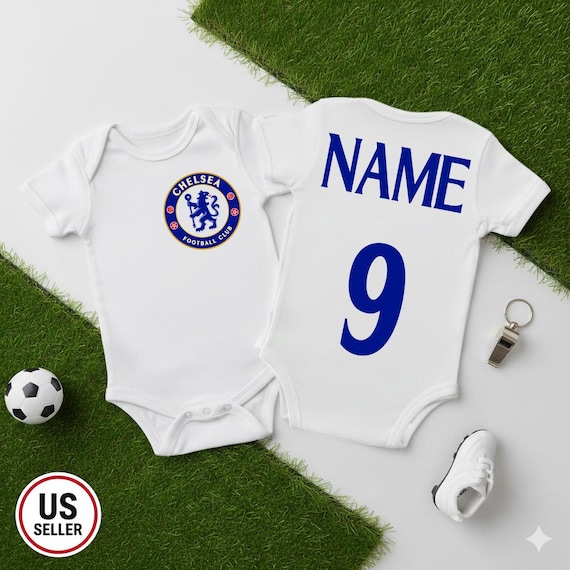 Custom Chelsea Baby Bodysuit, Football Fan Onesie, Baby Shower Gift