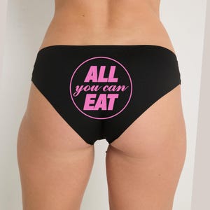 All You Can Eat Printed Seamless Black Panties | Anniversary Gift | Funny Panties | 20 Print Colors S-3XL