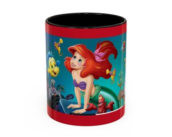 Whimsical Mermaid Coffee Mug, Ariel Inspired, Cartoon Character Mug, Gift for Disney Fans, Fun Kitchen Accessory, Perfect for Birthdays