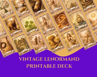 Vintage Lenormand Cards Printable • 36 Card Digital Lenormand Deck • Classic Fortune Telling Oracle • Esoteric & Mystical Download