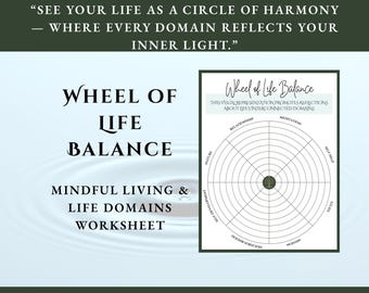 Wheel of Life Balance | Printable Self-Reflection Chart | Mindful Living & Life Domains Worksheet | Personal Growth and Awareness Tool PDF