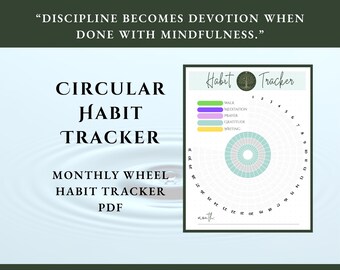 Circular Habit Tracker | Monthly Wheel Habit Tracker PDF | Mindful Productivity & Daily Routine Planner | Spiritual Growth Printable