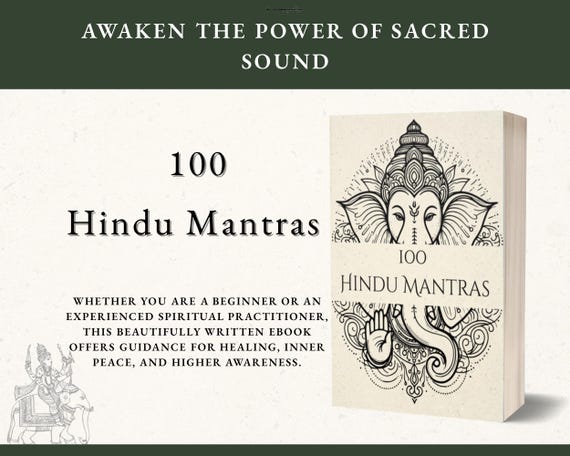 100 Hindu Mantras Digital Book, Sanskrit Chants Guide, Meditation & Spiritual Healing eBook, Mindfulness and Inner Peace PDF