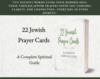 Jewish Prayer Cards PDF, 22 Printable Prayers for Spiritual Growth, Hebrew & English Blessings, Daily Faith Ritual Set