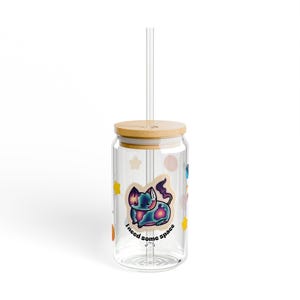 Niedliches Planetary Sipper Glas, 16 Unzen - Trendy Trink für Zuhause, Geschenke, Kinder, Weltraum-Thema, Partygeschenke, umweltfreundlich