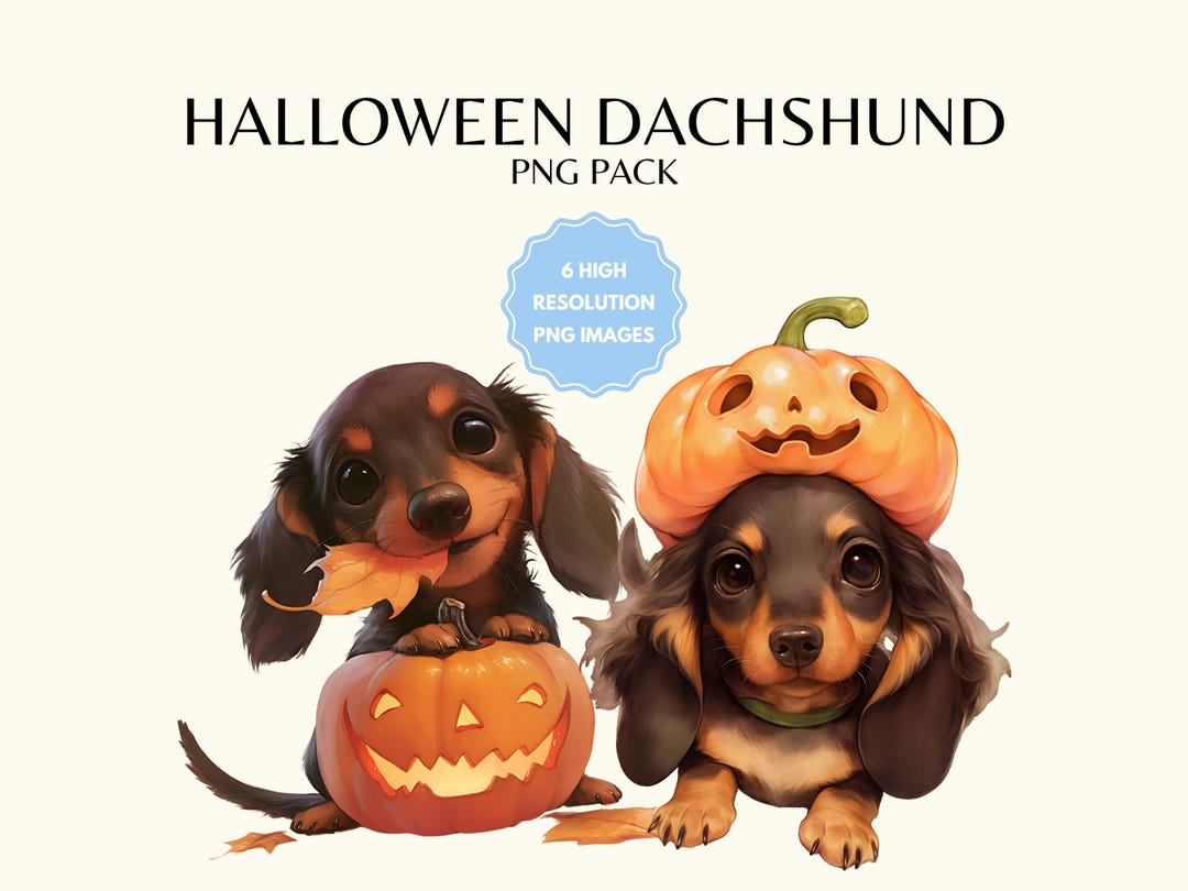 Halloween Dachshund PNG Bundle Cute Dog Clipart Weiner Dog in Costume ...