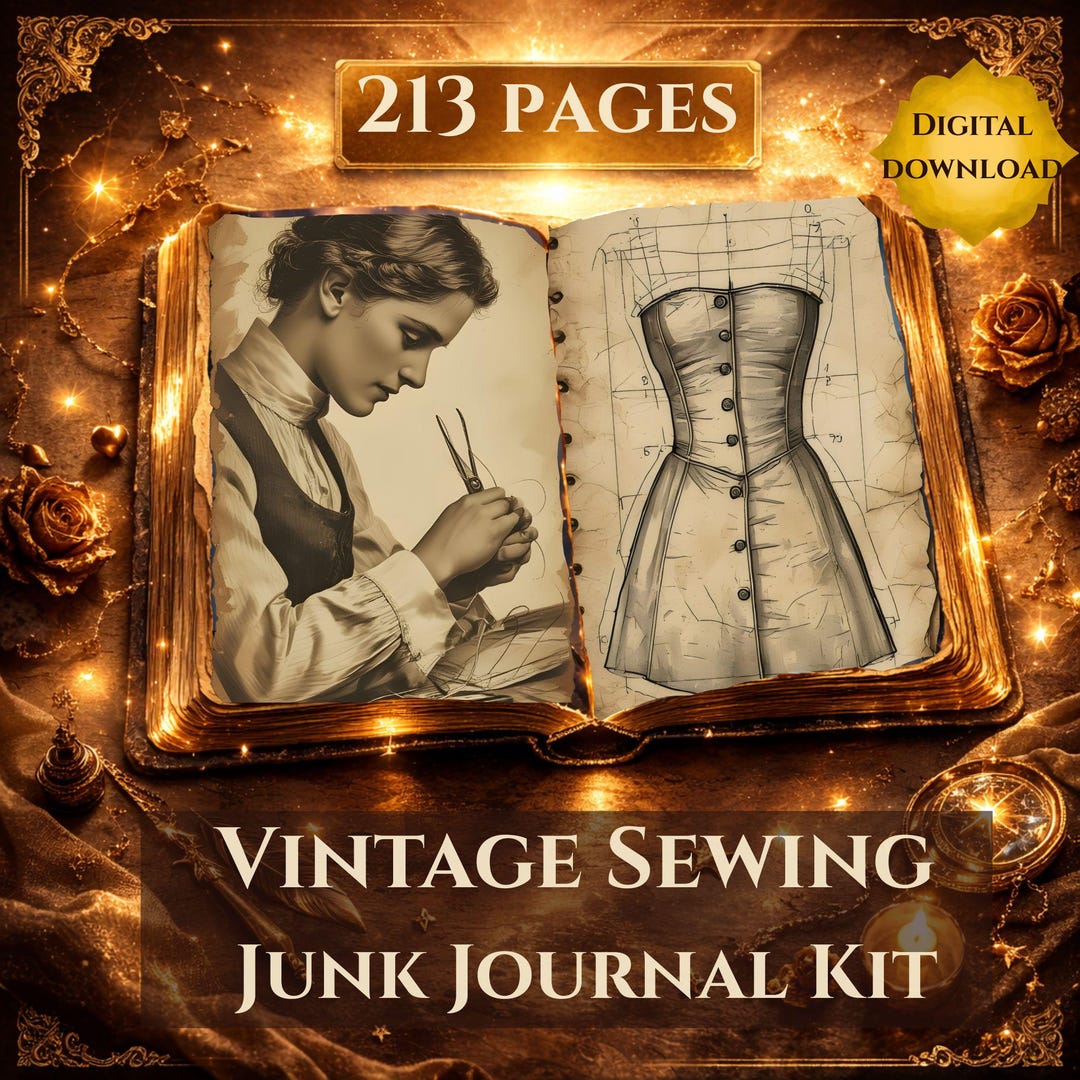 Vintage Sewing Junk Journal Kit Printable Ephemera Pages Antique ...
