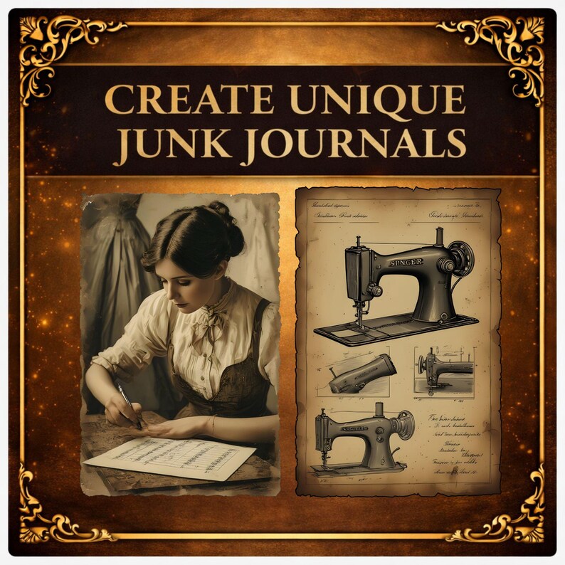 Vintage Sewing Junk Journal Kit Printable Ephemera Pages Antique ...