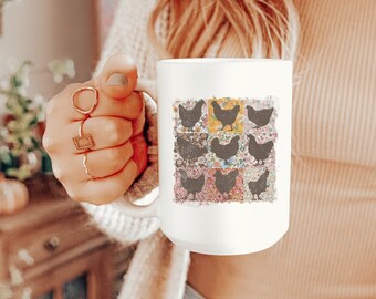 Chicken Coffee Mug Chicken Gifts for Women - Cute Mugs Aesthetic - Farm Animal Gifts for Her - Design on Both Sides