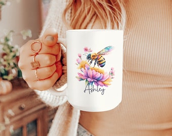 Bumblebee Mug Personalized Bee Gifts for Women - Birthday Gift for Her - Just Because Gift Idea - Design on Both Sides