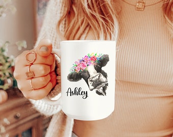 Personalized Cow Mug for Women - Peeking Cow Coffee Mug - Cute Gift for Cow Lovers - Design Printed on Both Sides