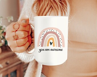 You Are Awesome Mug - Encouragement Gift for Women - Affirmation Gifts for Friends - Just Because Gift for Her - Design on Both Sides