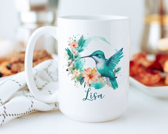 Personalized Hummingbird Mug - Hummingbird Gifts for Bird Lovers - Bird Watchers Gift Ideas - Design on Both Sides