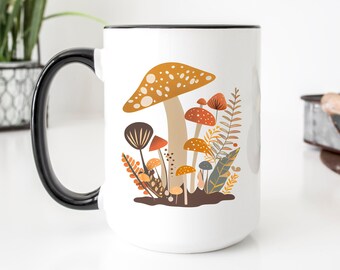 Mushroom Mug Ceramic - Mushroom Hunter Gifts - Fungi Coffee Cup - 11oz or 15 oz - Printed Design on Both Sides