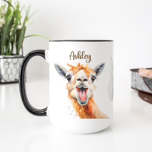 Funny Personalized Llama Mug with Name - Llama Gifts for Friends - Llama Themed Gift Idea - Animal Lover Gifts - Design on Both Sides